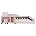 thumbnail image 5 of Bellemave Queen Size Velvet Upholstered Bed With Bedside Desk and Stool Queen Bed Frame with Headboard and Side Rails  Low Platform Bed, No box Spring Needed, Pink, 5 of 10