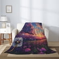 thumbnail image 2 of Throw Blanket for Couch Sofa and Bed, Dreamy Dandelion Sunset Super Soft Plush Throw Blanket, Fuzzy Cuteness Comfy Warm Washable Flannel Blanket & Throws for All Season 60"x50", 2 of 5