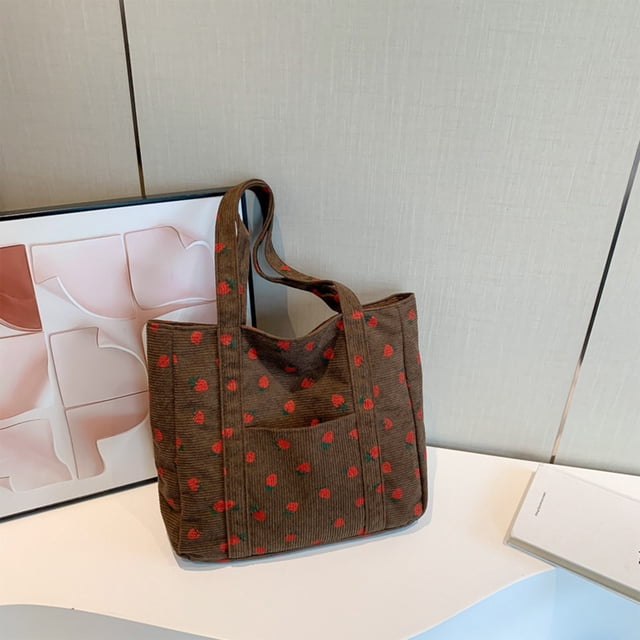 Fiudx Bolso de Pana con Estampado Elegante, Bolso de Viaje de Gran Capacidad, Correa de Hombro Suelta, Ideal para Compras Diarias, Accesorio de Moda para Mujeres Jóvenes.