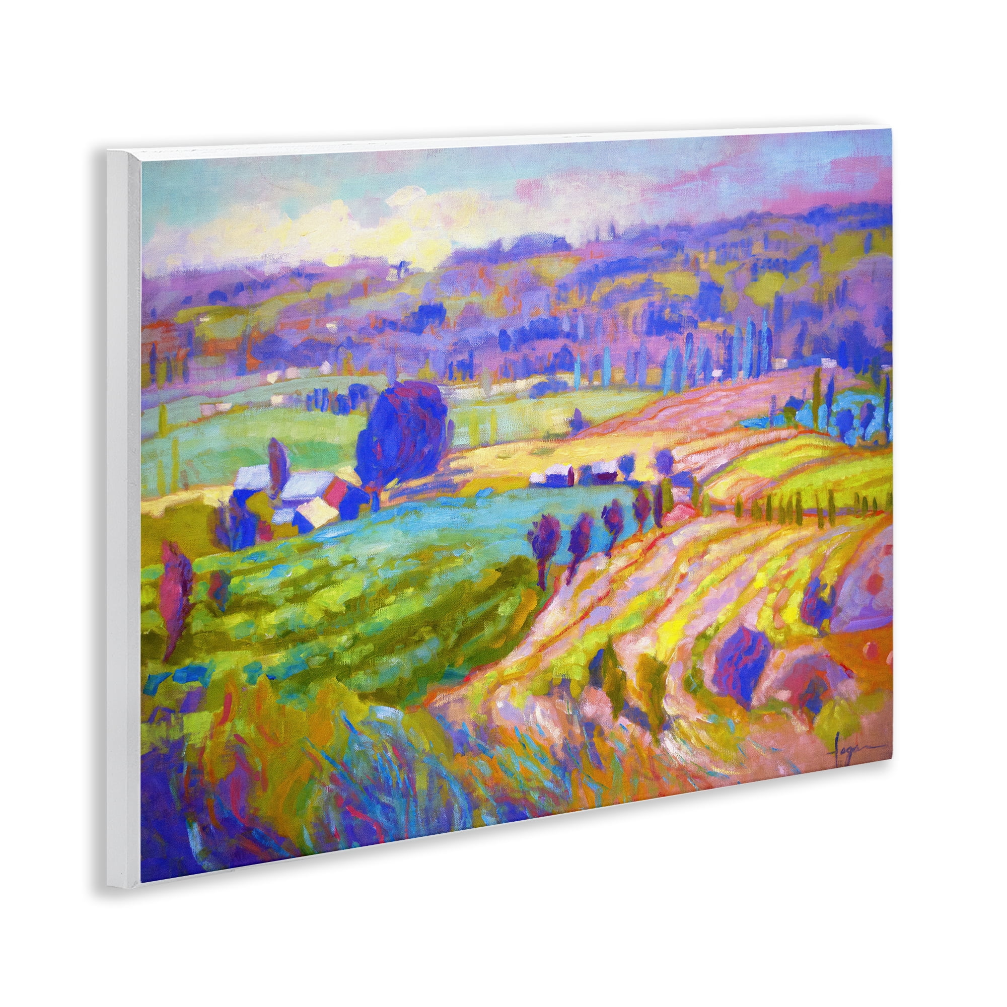 Stupell Industries Classic Farm Purple Accents Landscape & Nature Painting Unframed Art Print Wall Art, 14 x 11