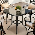 thumbnail image 6 of ModFusion 32" Square Patio High Bar Tables with Glass Top, Sturdy Frame & Umbrella Hole for Backyard & Porch, Black, 6 of 10