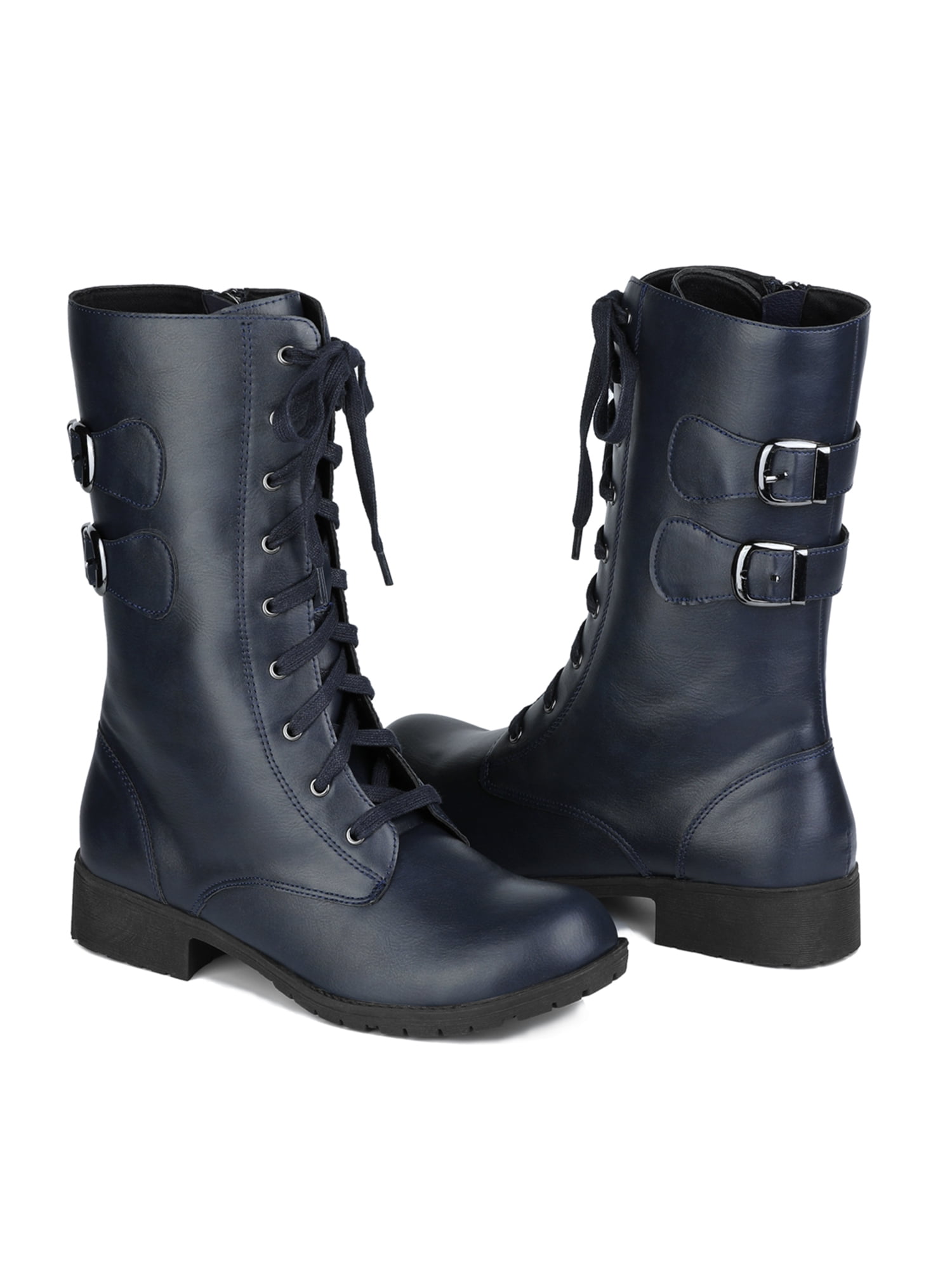 blue combat boots