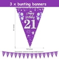 thumbnail image 6 of Cheereveal 3 Pack 21st Happy Birthday Bunting Banner, 36 Pieces Triangle Flag Purple and Silver, 21st Birthday Decoration, Birthday Pennant Banner for Women, Birthday Anniversary Theme Party Supplies, 6 of 6