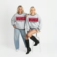 thumbnail image 6 of Women's Gameday Couture Gray Wisconsin Badgers Oversized Showdown Ringer Stripe Sweatshirt, 6 of 6
