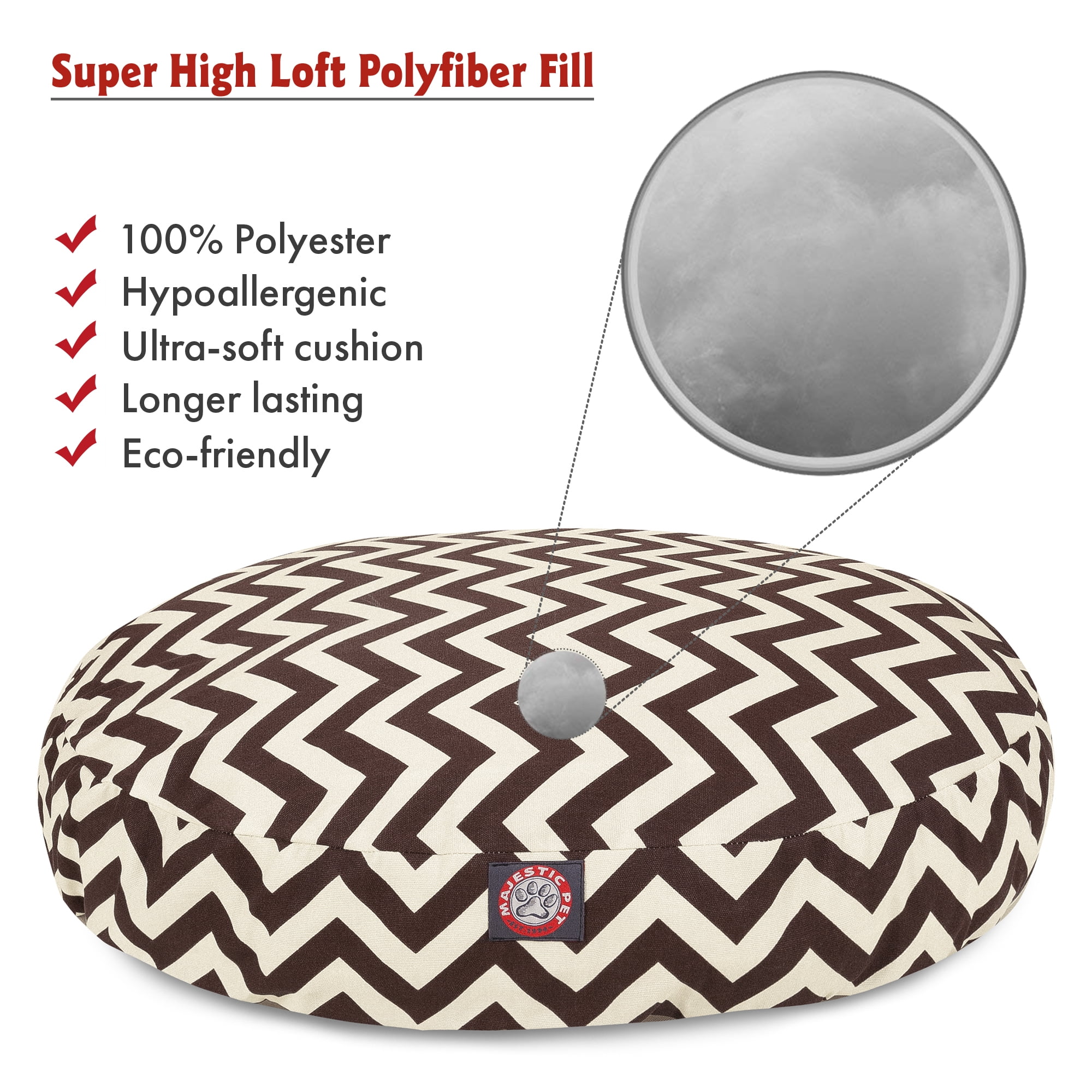 Majestic Pet Chevron Round Dog Bed Treated Polyester Removable Cover Chocolate Small 30 x 30 x 4