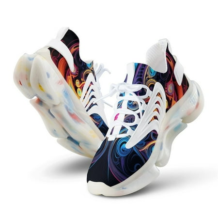 Colored Geometry Breathable Sneakers Women Shoes Spring Light Flats Male Lace-up Walking Footwear
