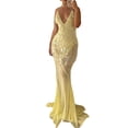 thumbnail image 2 of Odbmxy Women Plus Dresses Wrap Summer Evening Gown Women's Maxi Dress Party Bandeau Sequin Solid Slim V-Neck Dress, 2 of 7
