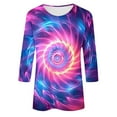 thumbnail image 5 of CYMMPU Summer Fashion Shirts Round Neck Blouses for Women Dressy Casual 3/4 Sleeve Spring Tunic Tops Loose Fit Tie Dye Ombre T-Shirts XL, 5 of 5