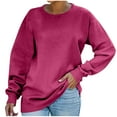 thumbnail image 2 of Horkkom Plain Sweatshirt Women Pullover Crewneck Sweatshirts Solid Color Lightweight Sweatshirts, Gifts for Women, 2 of 8