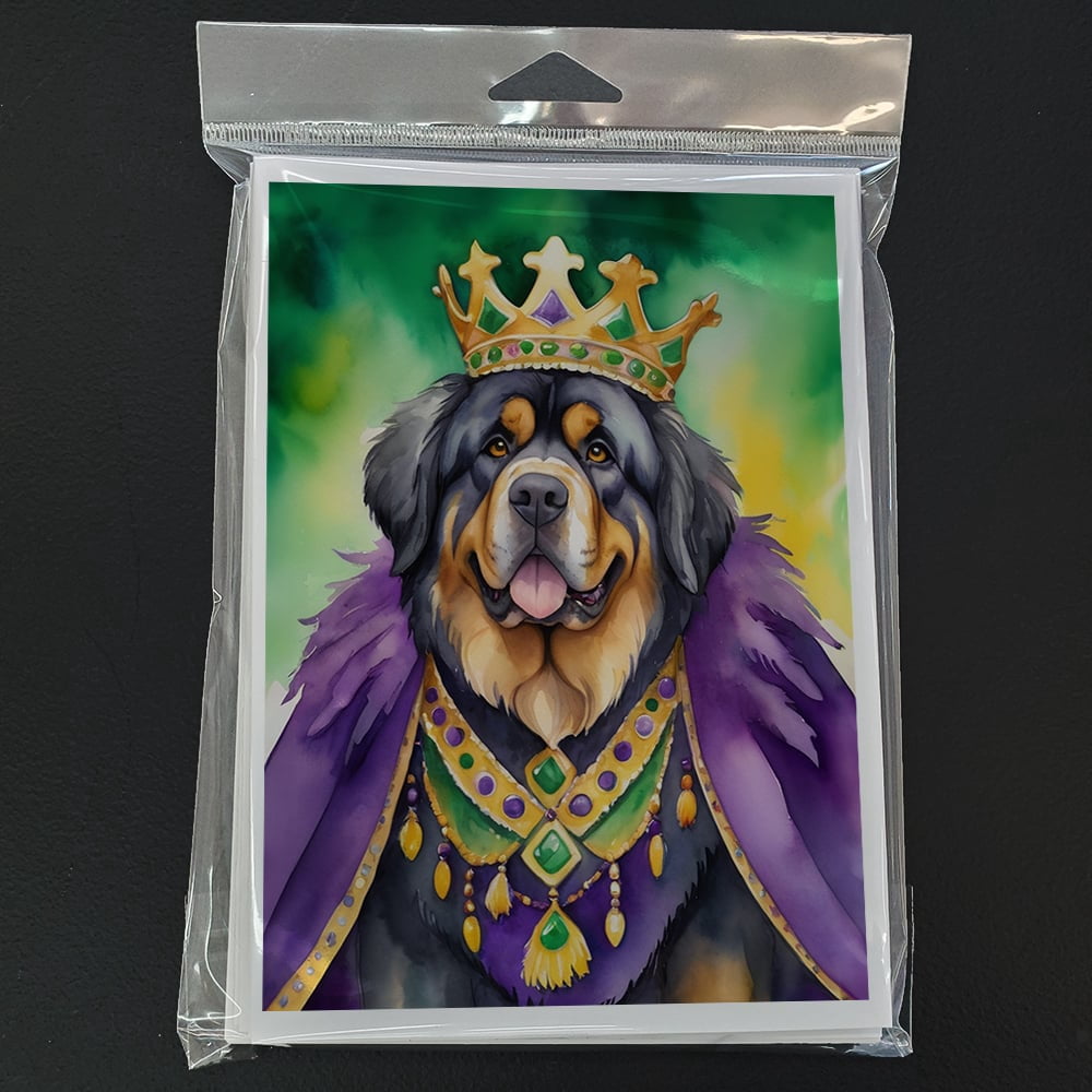 Tibetan Mastiff King of Mardi Gras Greeting Cards Pack of 8 7 in x 5 in