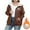 Brown, variant on Elvqul Jacket for Women Plus Size Hooded Outerwear Thermal Long Sleeve Sweaters Lined Juniors Coat