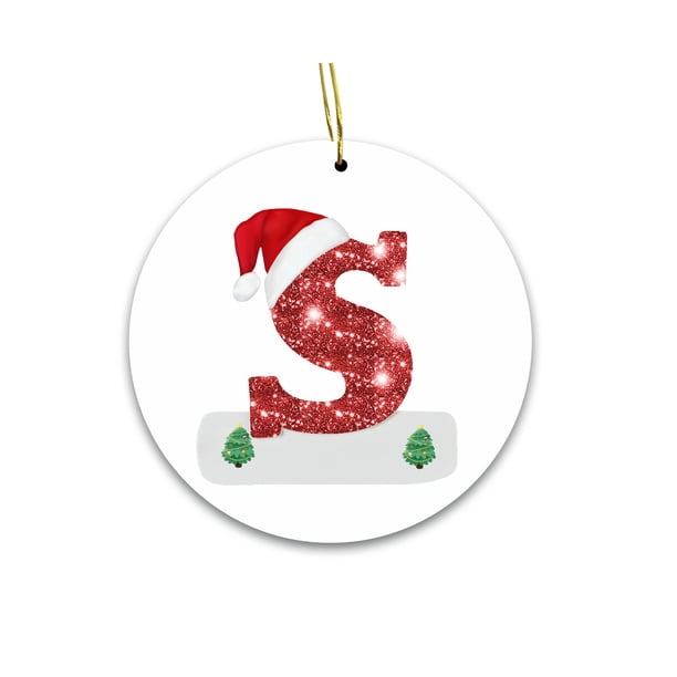 Lisbinx - Adorno navideño con 26 letras para árbol de Navidad, colgante personalizado, bricolaje, decoración navideña, decoración colgante para árbol de Navidad