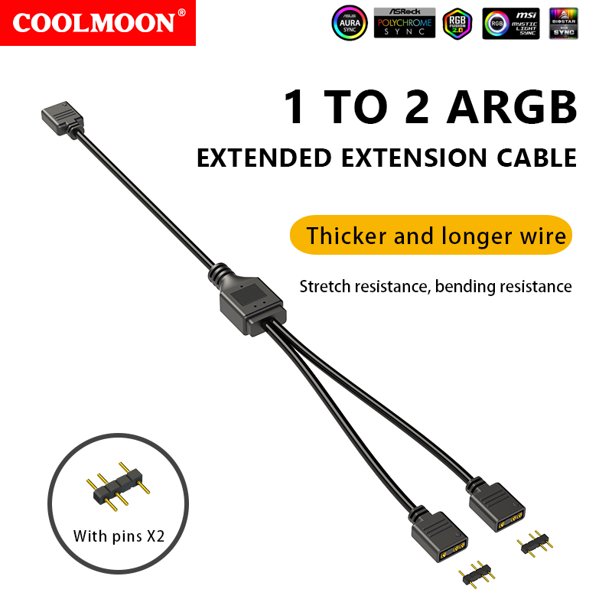 Disidente Divisor De Ventilador De Chasis Argb 30 Cm 1 A 2/3/4 Para Ventiladores De Tira De Luz De Pc (Negro 1 A 2) Ndcxsfigh Para estrenar
