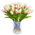 thumbnail image 1 of 30 Piezas de Flores de Tulipanes Artificiales Tulipanes de Tacto Real Ramo de Tulipanes de PU de Holanda Falsa Flor de LáTex TulipáN Blanco (Rosa Claro), 1 of 5