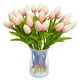 thumbnail image 1 of 30 Piezas de Flores de Tulipanes Artificiales Tulipanes de Tacto Real Ramo de Tulipanes de PU de Holanda Falsa Flor de LáTex TulipáN Blanco (Rosa Claro), 1 of 5