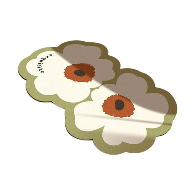 veasfak Door Mat Dual Flowers Shape Non Slip Inside Floor Door Mat Entrance Rugs Durable White 30cmx40cm