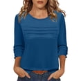 thumbnail image 2 of Tauxra Women's Long Sleeve Pleated Top, Casual Round Neck Blouse with Soft Textured Fabric, Versatile Tunic Top for Daily Wear and Office Outfits, 2 of 7