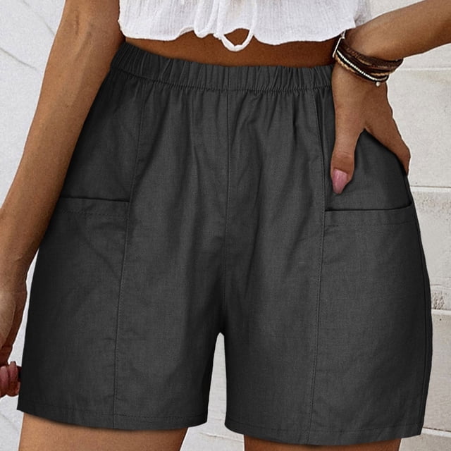 aidice Shorts Cargo Grande Taille pour Femmes, Taille Élastique, Jambes Droites, avec Poches, Légers, Séchage Rapide
