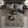 thumbnail image 4 of JERFIT 8-Piece King Comforter Set Jacquard Bedding Ensemble, Black, Ultra Soft Polyester, Hypoallergenic, Wrinkle Resistant, Machine Washable, 4 of 10