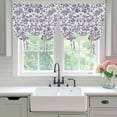 thumbnail image 5 of Pastoral Flowers Tie Up Curtain 63 Inches Long, Lake Blue Flower Vintage Linen Texture Balloon Style Kitchen Window Curtain Over Sink, Small Window Rod Pocket Curtain 46"x63", 5 of 9