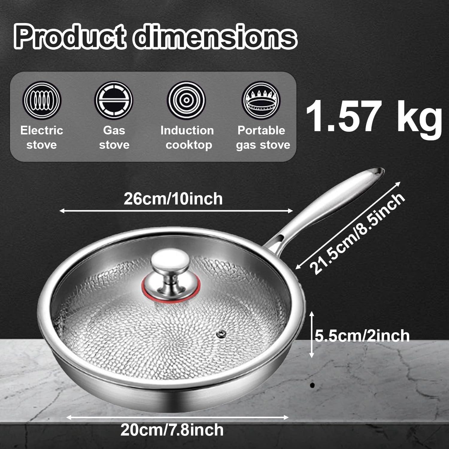 Titanium Fry Pan Non Stick Frying Pans with Lids Induction Compatible Egg Frying Pan for Ease of Cleaning Titanium Cooking PanTitanium,11 inch