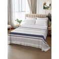 thumbnail image 2 of Gray Stripe Full Size Flat Sheet, Wrinkleproof & Fadeproof Cooling Flat Bed Sheet Only, Modern Abstract Art Navy Blue Striped Rustic Breathable Soft Bedding Top Sheets 81 x 96 Inches, 2 of 8