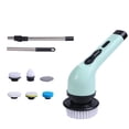 thumbnail image 1 of Cordless Electric Power Scrubber with 2-Speed Settings, 2000mAh Rechargeable Battery & Telescopic Handle - 6 Interchangeable Brushes for Kitchen, Bathroom, Glass, Car Cleaning - Green ABS, 1 of 7