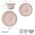 thumbnail image 2 of Pfaltzgraff Trellis 12 Piece Stoneware Dinnerware Set Pink, 2 of 9