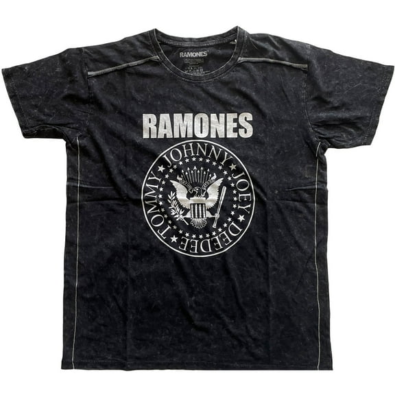 Men's Ramones Presidential Seal Snow Wash Tee Vintage T-shirt Small Black