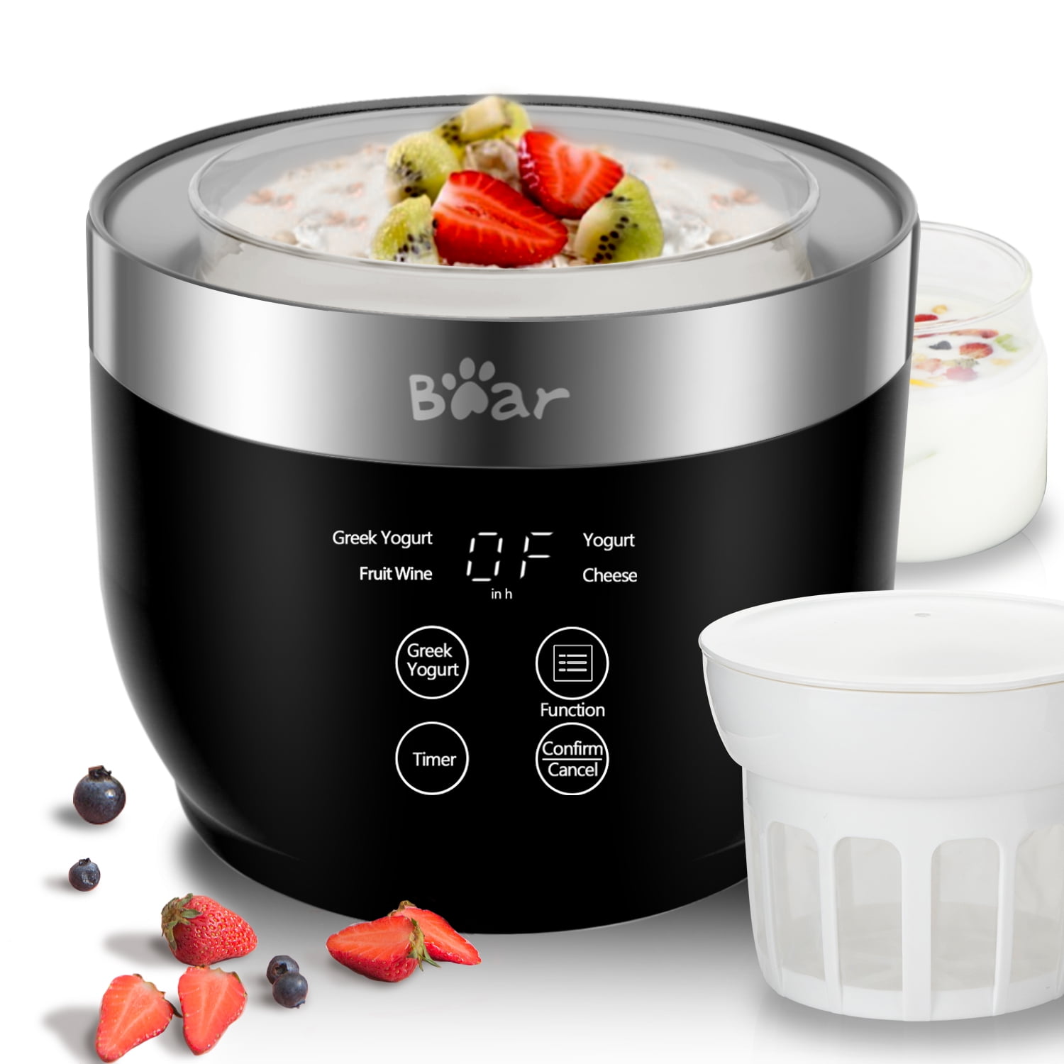 Natto Maker 1.5L Stainless Steel Yogurt Maker Machine w/Intelligent Time Control and Lcd Display White Multi-Function Household Automatic Cuisine Sweet Rice Wine Maker Full Automatic Yogurt Pot 
