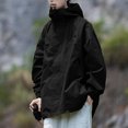 thumbnail image 2 of Windbreaker Jacket Men's Casual Stand Collar Long Sleeve Hoodie Zipper Outdoor Workwear Trench Coat Black 4XL Windbreakers for Men, 2 of 6