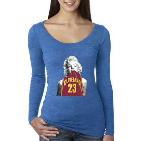Trendy USA 504 - Women's Long Sleeve T-Shirt Marilyn Monroe Cleveland 23 Jersey Basketball Series Small Royal (Best Vintage Basketball Jerseys)
