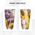 thumbnail image 3 of Susaid Daisy Sunflower Lazy Cat Print 20oz Car Cup,Insulated Coffee Cup Fully Spill Proof Travel Coffee Mug, Stainless Steel Tumbler for Work Home Outdoor Car-Straw Three-piece Set, 3 of 8
