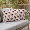 thumbnail image 4 of Spring Summer Flowers Pillow Covers 2 Pack Watercolor Red Floral Vintage Leaves Pillowcase Waterproof Outdoor Throw Pillow Cover for Patio Balcony Rectangular Cushion 20”x12”, 4 of 9