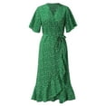 thumbnail image 7 of Sngxgn Women's Dresses V Neck Guest Party Dress(Green,XXL), 7 of 7