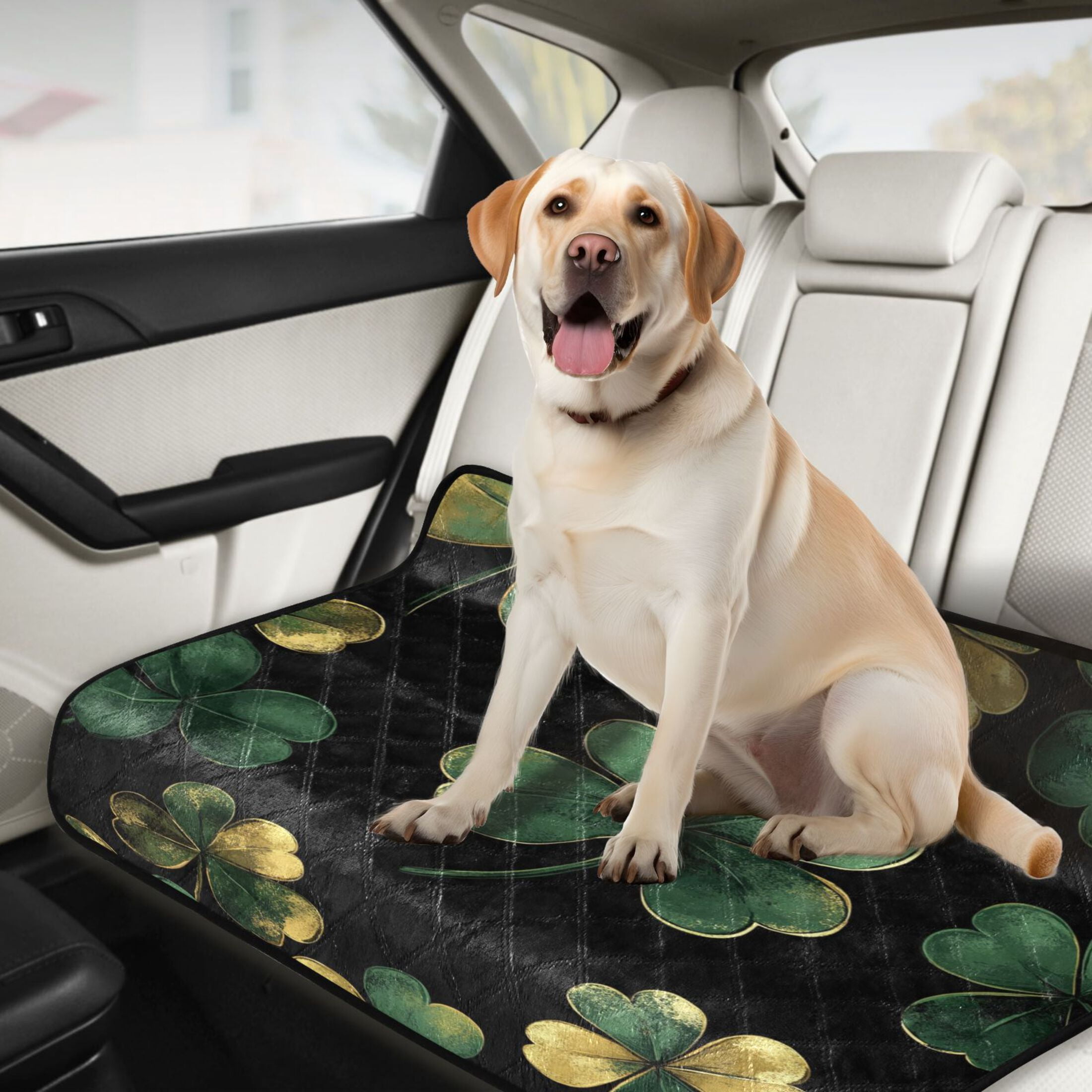 Qxltty Stpatricks Day Four Leaf Clover Cat litter Pads Pet Set of 3 Diaper Mats Center Anti-leakage Layer Absorbent Soft and Comfortable