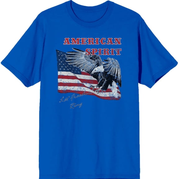 Americana Let Freedom Ring Royal Blue Men's Crew Neck Short Sleeve Tee-Medium