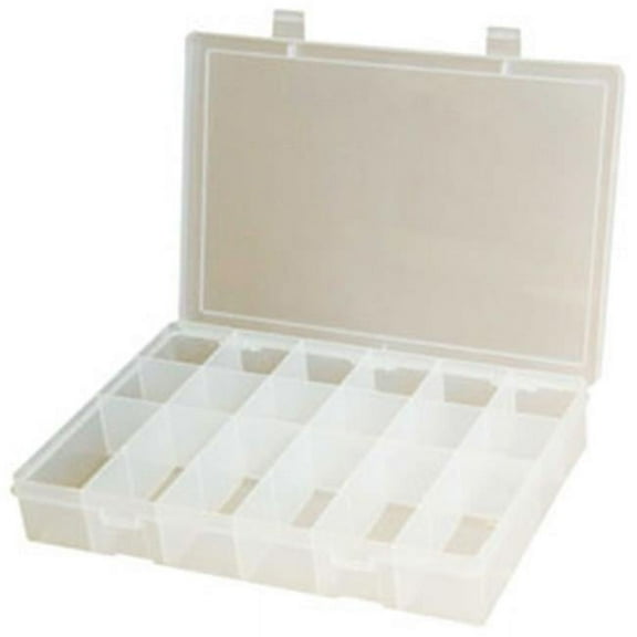 Durham Manufacturing LP18CLEAR 13.12 x 9 x 2.31 Large Plastic Compartment Box  Clear  18 Compartments