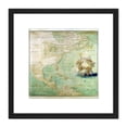 thumbnail image 1 of Map Bernou 1681 North Central South America Pictorial 8X8 Inch Square Wooden Framed Wall Art Print Picture with Mount, 1 of 4