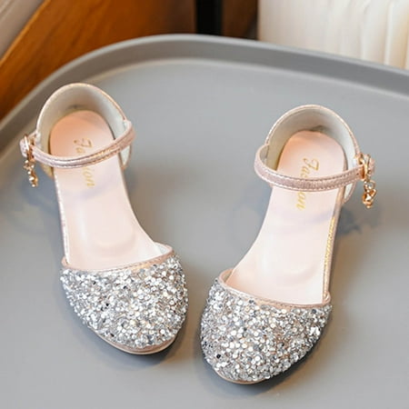 Kayannuo Girls Sandals Girls Formal Sandals Sparkly T-Strap Design Special Occasion Shoes for Birthdays & Holiday Events