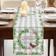 thumbnail image 3 of Spring Botanical Table Runner, Garden Birds Floral Leaves Gray Plaid Washable Cotton Linen Table Runners 36 Inches Long, Dresser Scarf Runner for Nightstand/End Tables/Round Tables 13''x36'', 3 of 9