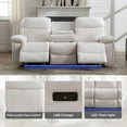 thumbnail image 3 of Comfort Stretch 3 Seater Power Recliner Chair Sofa Set for Living Room,Faux Leather Electric White Home Theater Seating Reclining Sofa Couch with Flipped Middle Backrest,LED Light,USB Port,Cup Holders, 3 of 6