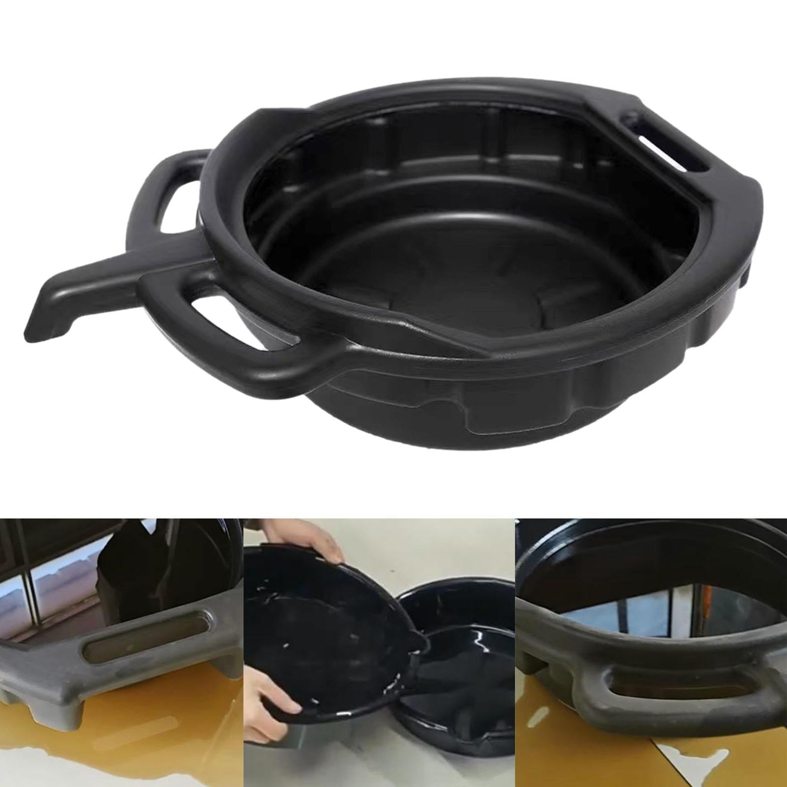Dickly Oil Change Drain Pan Black Heavy Duty Lightweight Pan 10L