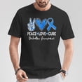 thumbnail image 5 of Peace Love Cure Type 1 Diabetes Awareness T1d Ribbon Blue TShirt, 5 of 6