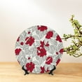 thumbnail image 6 of Gaeub Leaves And Anemone Flowers In Red Grey Print Ceramic Plate,Dinner Plates,Bone China Decorative Plates with Display Stand,Art Ceramic Ornaments for Wall Hanging Decoration-7in, 6 of 6