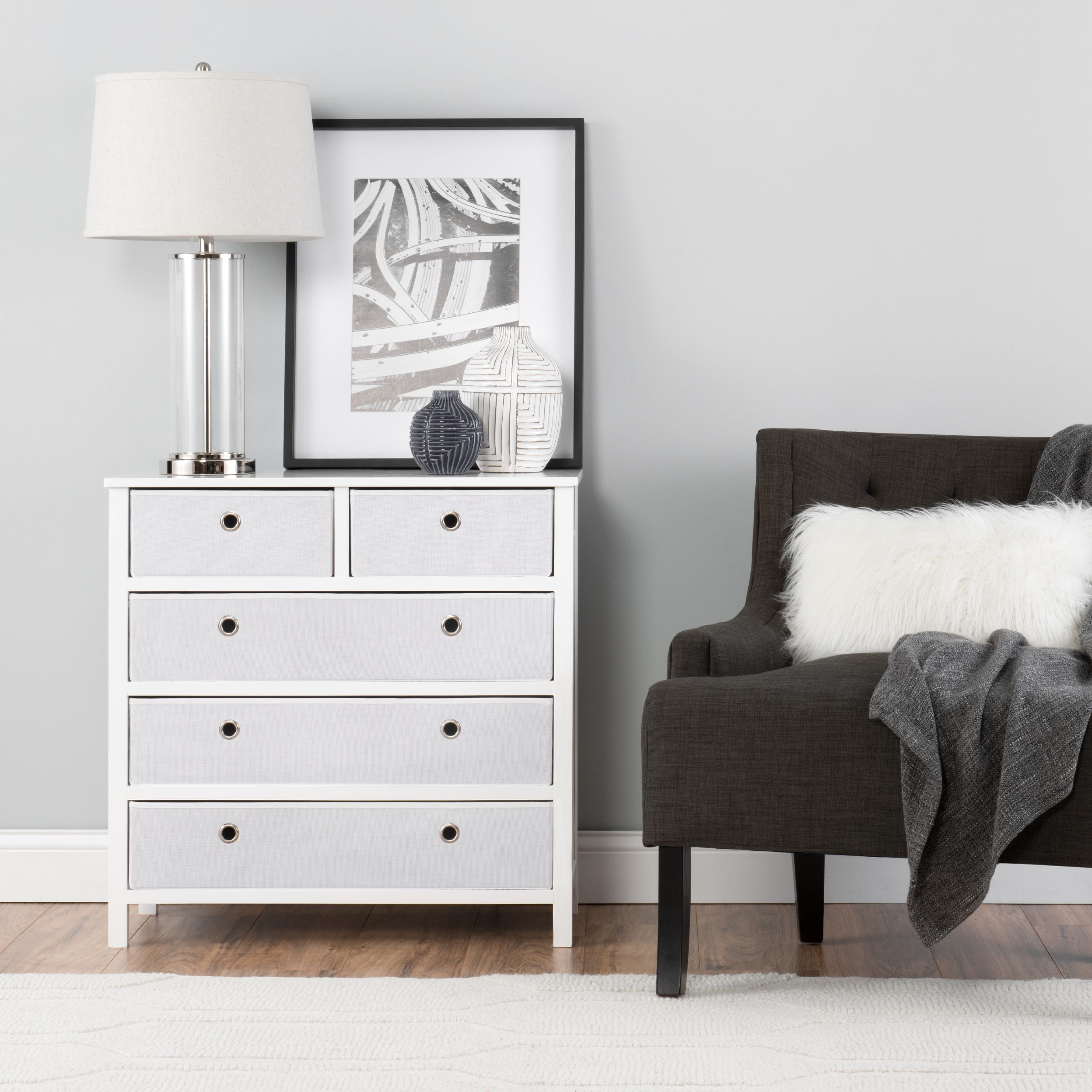 Achim Foldable Furniture Split 5 Drawer Single Dresser Ez Home