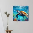 thumbnail image 3 of 14 Inch Wall Clock Battery Operated Square Clock for Office, Kitchen, Outdoor, Living Room,Cartoon Blue Sea Turtle Underwater Aquatic Ocean Clear Water Lovely, 3 of 4