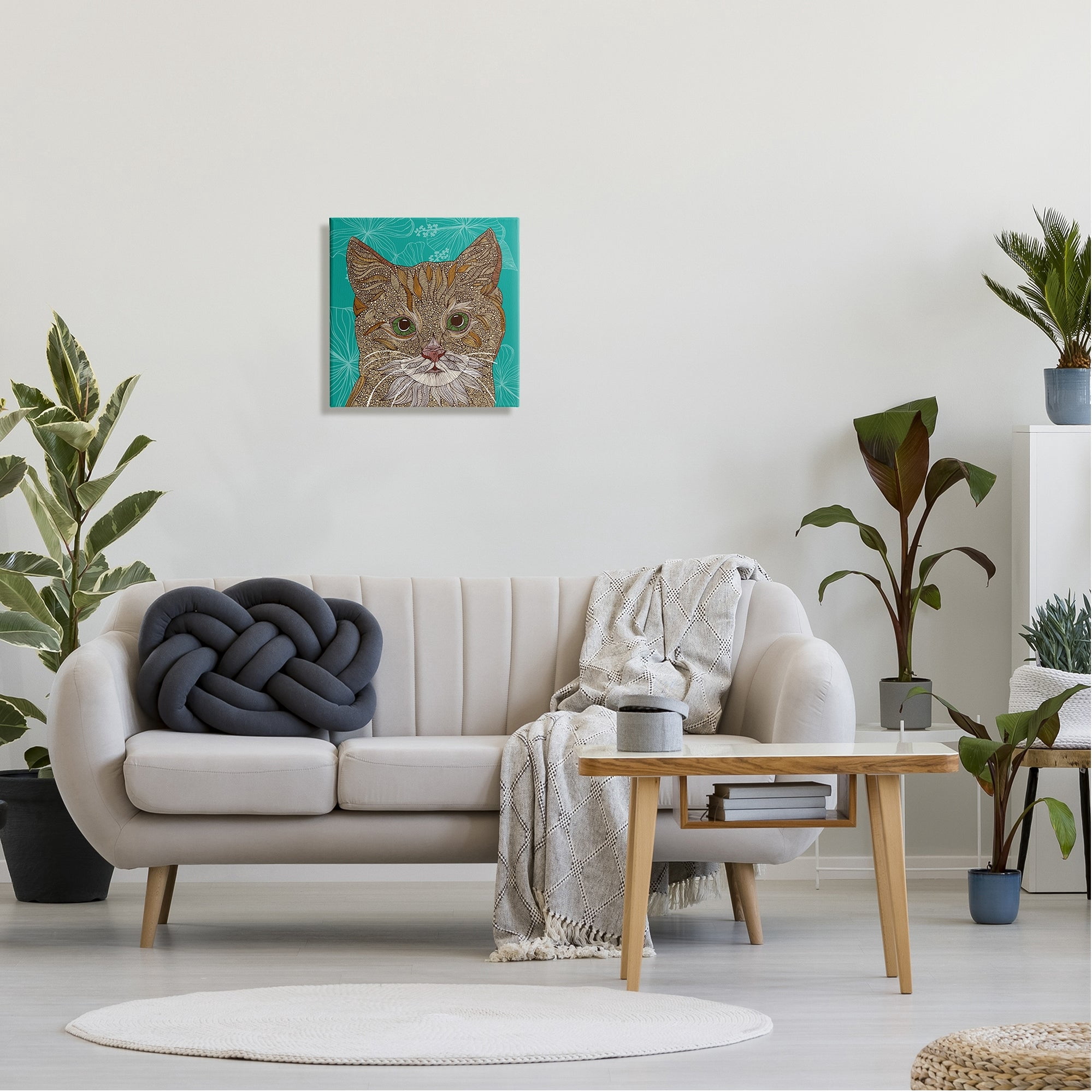 Stupell Industries Cat Portrait Hibiscus Botanicals Abstract Fractal Designs Graphic Art Gallery Wrapped Canvas Print Wall Art, Design by Valentina Harper