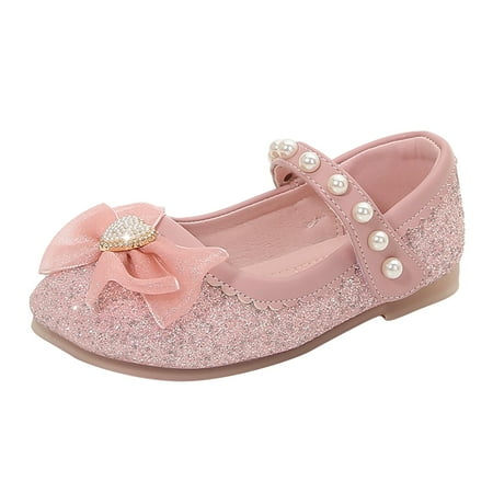 

NOKIO Girls Dress Shoes Mary Jane Wedding Flower Bridesmaids Heels Glitter Princess Shoes for Kids Toddler Girl Dress Shoes for Wedding Party Ballet Flats Glitter Shoes