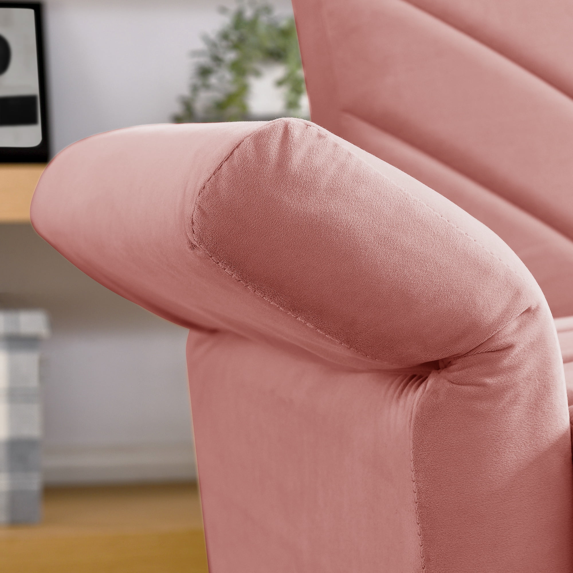 PORKISS 87" Sofa Couch for Living Room, Comfy Velvet Extra Deep Seat Couches with Adjustable Armrests and Backrest, Futon Couch Convertible Folding Sofa Bed, Pink